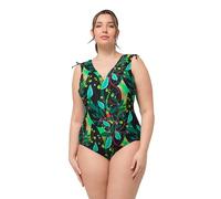 Ulla Popken, Femme, Grandes Tailles, Maillot de Bain Petra, épaule froncée, Noir, 44