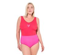 Ulla Popken Badeanzug Alice V-Neck, Glitzerkante Maillot de Bain Une pièce, Fuchsia, 52 Femmes