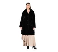 Ulla Popken Femme Grandes tailles Manteau en fourrure synthétique, avec col à revers, Doublure en satin, coupe trapèze. noir 50+ 830620100-50+