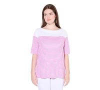 Ulla Popken Femme Grandes Tailles Marinière à Manches Courtes. Encolure Bateau Rose Vif Fuchsia 62+ 837724800-62+