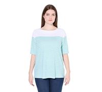 Ulla Popken Femme Grandes Tailles Marinière à Manches Courtes. Encolure Bateau Turquoise Clair 50+ 837724422-50+