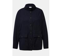 Ulla Popken Veste en Lin mélangé, col Montant Blazer, Noir, 48-50 Femmes