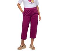 Ulla Popken Femme Grandes Tailles Pantalon 7/8 Ruby avec Genoux préformés, Jambes Droites et Taille élastique Rouge Magnolia 48 819749820-46