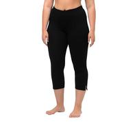 Ulla Popken Femme Grandes Tailles Pantalon Capri, Ceinture élastiquée, Coton Noir 66+ 574952 10-66+