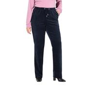 Ulla Popken Femme Grandes Tailles Pantalon en Velours côtelé Ruby, matière Extensible, Taille élastique et Cordon de Serrage Marine 50+ 831895130-50+
