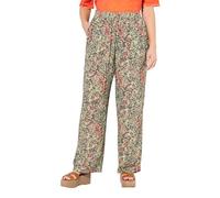 Ulla Popken Femme Grandes Tailles Pantalon Rose en crêpe. Imprimé Peau de Crocodile. Jambe Large et Taille élastique Gris Olive 62+ 837933200-62+