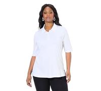 Ulla Popken Femme Grandes Tailles Polo en Coton Pima. Coupe Classic et Manches Courtes Blanc Neige 46+ 820757200-46+