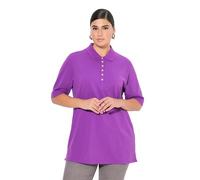 Ulla Popken Femme Grandes Tailles Polo en Maille piquée. Patte de Boutonnage en Velours. Manches Courtes Violet 50+ 637297824-50+