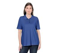 Ulla Popken Femme Grandes Tailles Polo Patte de Boutonnage Plus Longus, Manches Courtes et col Polo Bleu Cobalt 62+ 846106760-62+