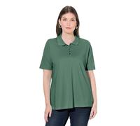 Ulla Popken Femme Grandes Tailles Polo Patte de Boutonnage Plus Longus, Manches Courtes et col Polo Eucalyptus foncé 54+ 846106430-54+