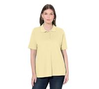 Ulla Popken Femme Grandes Tailles Polo Patte de Boutonnage Plus Longus, Manches Courtes et col Polo Jaune pâle 66+ 846106608-66+