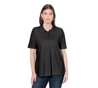 Ulla Popken Femme Grandes Tailles Polo Patte de Boutonnage Plus Longus, Manches Courtes et col Polo Noir 66+ 846106100-66+