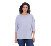 Ulla Popken Femme Grandes Tailles Pull col Rond et Manches 3/4, Tissu texturé à Rayures Bleu Atlantique 50+ 846673722-50+