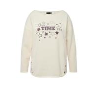 Ulla Popken Femme Grandes Tailles Pull en Molleton Oversize à col Rond et Manches Longues Craie 50+ 821669205-50+