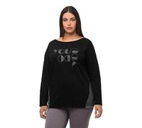 Ulla Popken Femme Grandes Tailles Pull en Molleton Oversize à col Rond et Manches Longues Noir 46+ 821563100-46+