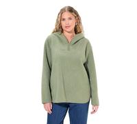 Ulla Popken Teddypullover, Plüsch, Kapuze, Langarm Pull-Over, Vert, 48 Femme
