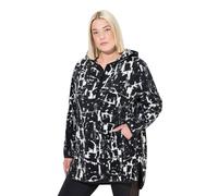 Ulla Popken Femme Grandes Tailles Pull Long à Capuche et Manches Longues, en Polaire bouclée Noir 54+ 833173100-54+