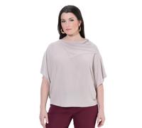 Ulla Popken Femme Grandes Tailles Pull, Maille transversale, Oversize, col Montant, Manches Courtes Gris Beige 46+ 849277307-46+