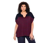 Ulla Popken Femme Grandes Tailles Pull Oversize à Rayures. Forme « Cape ». Décolleté Rond Marine 46+ 838181770-46+