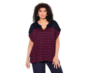 Ulla Popken Femme Grandes Tailles Pull Oversize à Rayures. Forme « Cape ». Décolleté Rond Marine 46+ 838181770-46+