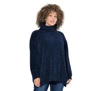 Ulla Popken Femme Grandes Tailles Pull Oversize en Maille Chenille, col Montant et Manches Longues Bleu Encre 50+ 810312740-50+