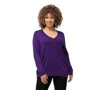 Ulla Popken Pullover, V-Ausschnitt, Langarm, Weicher Feinstrick Pull-Over, Violet Profond, 50-52 Femme