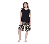 Ulla Popken Femme Grandes Tailles Pyjama Deux pièces. Short, Jambe Large. Débardeur, Encolure Ronde Noir 46+ 838043100-46+