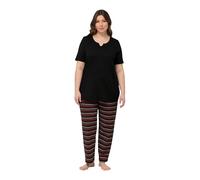 Ulla Popken Pyjama à Rayures 830405 Ensemble de Pijama, Noir, 42-44 Femmes