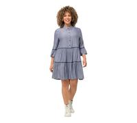 Ulla Popken Femme Grandes Tailles Robe, Bandes brodées, Coupe évasée, col Chemise, Manches 3/4 827335