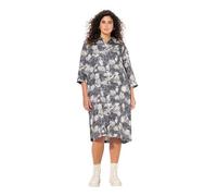Ulla Popken Femme Grandes Tailles Robe Chemisier Coupe évasée, Poches, col Chemise et Manches 3/4 Gris 46+ 836083180-46+