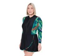 Ulla Popken Badekleid Naomi, Schößchen, Jungleprint Maillot de Bain Une pièce, Noir, 50-52 Femmes