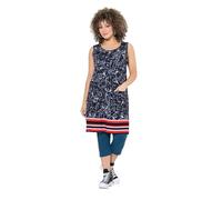 Ulla Popken Femme Grandes Tailles Robe en Jersey imprimé. Décolleté Rond, sans Manches. Coupe évasée Gris 50+ 840425180-50+