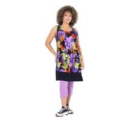 Ulla Popken Femme Grandes Tailles Robe en Jersey imprimé. Décolleté Rond, sans Manches. Coupe évasée Noir 54+ 840425100-54+