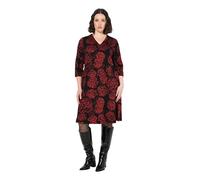 Ulla Popken Femme Grandes Tailles Robe en Jersey, Motif Jacquard, décolleté en V et Manches 3/4, Poches Salsa 50+ 832690530-50+