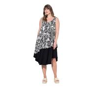 Ulla Popken Femme Grandes Tailles Robe en Jersey, Soleil, col en V, sans Manches, Coton Bio Noir 54+ 837484100-54+