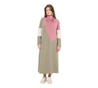 Ulla Popken Femme Grandes Tailles Robe en Molleton de Coton Bio, col bénitier et Manches Longues Gris Pierre 50+ 831961190-50+