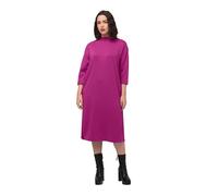 Ulla Popken Femme Grandes Tailles Robe en Molleton de Modal mélangé, à col Montant et Manches 3/4, Poches 820690