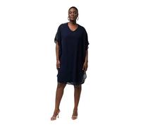 Ulla Popken Femme Grandes Tailles Robe en Mousseline, Multicouche, col V, Manches 3/4 Marine 50+ 825010130-50+
