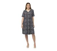 Ulla Popken Femme Grandes Tailles Robe midi en Jersey, col en V et Manches Courtes, Coupe évasée Noir 46+ 832018100-46+
