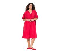 Ulla Popken Volant-Kleid mit V-Ausschnitt Robe col en V, Fuchsia, 48-50 Femmes