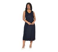 Ulla Popken Femme Grandes Tailles Robe midi en Tissu Fluide. Maille piquée. Décolleté V, sans Manches. Coupe évasée Marine foncé 58+ 828522120-58+