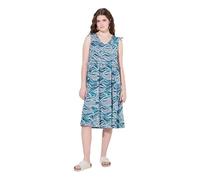 Ulla Popken Femme Grandes Tailles Robe midi, Jersey, Vagues, Encolure en V, sans Manches, Coton Biologique pétrol 54+ 840630744-54+