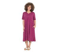 Ulla Popken Femme Grandes Tailles Robe midi Motif étoiles, Poches, décolleté en V et Manches Courtes Rouge Magnolia 54+ 850351820-54+
