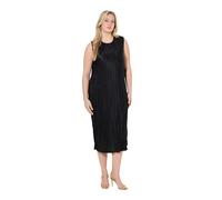 Ulla Popken Femme Grandes Tailles Robe midi plissée. sans Manches. Encolure Ronde Noir 46+ 839078130-46+