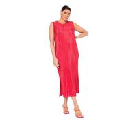 Ulla Popken Femme Grandes Tailles Robe midi plissée. sans Manches. Encolure Ronde Rouge Fluo 46+ 839078520-46+