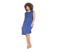 Ulla Popken Jerseykleid mit Gestreiftem Top Robe en Jersey avec Haut rayé, Bleu Marine, 50-52 Femmes