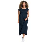 Ulla Popken Femme Grandes Tailles Robe smockée, Silhouette A, décolleté carré, Manches Courtes Bleu Marine 50+ 807665130-50+