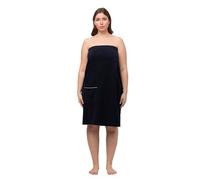 Ulla Popken Bademantel mit Reißverschluss_816506 Peignoir avec Zip, Nachtblau, 42-48 Femme