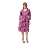 Ulla Popken Femme Grandes Tailles Robe Tunique, Oiseaux du Paradis, col V, Manches 3/4 Rose Vif Fuchsia 50+ 824236800-50+