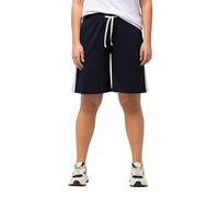 Ulla Popken, Femme, Grandes Tailles, Short en Jersey, Jambes Larges, Bandes contrastées, Noir, 40W x 32L